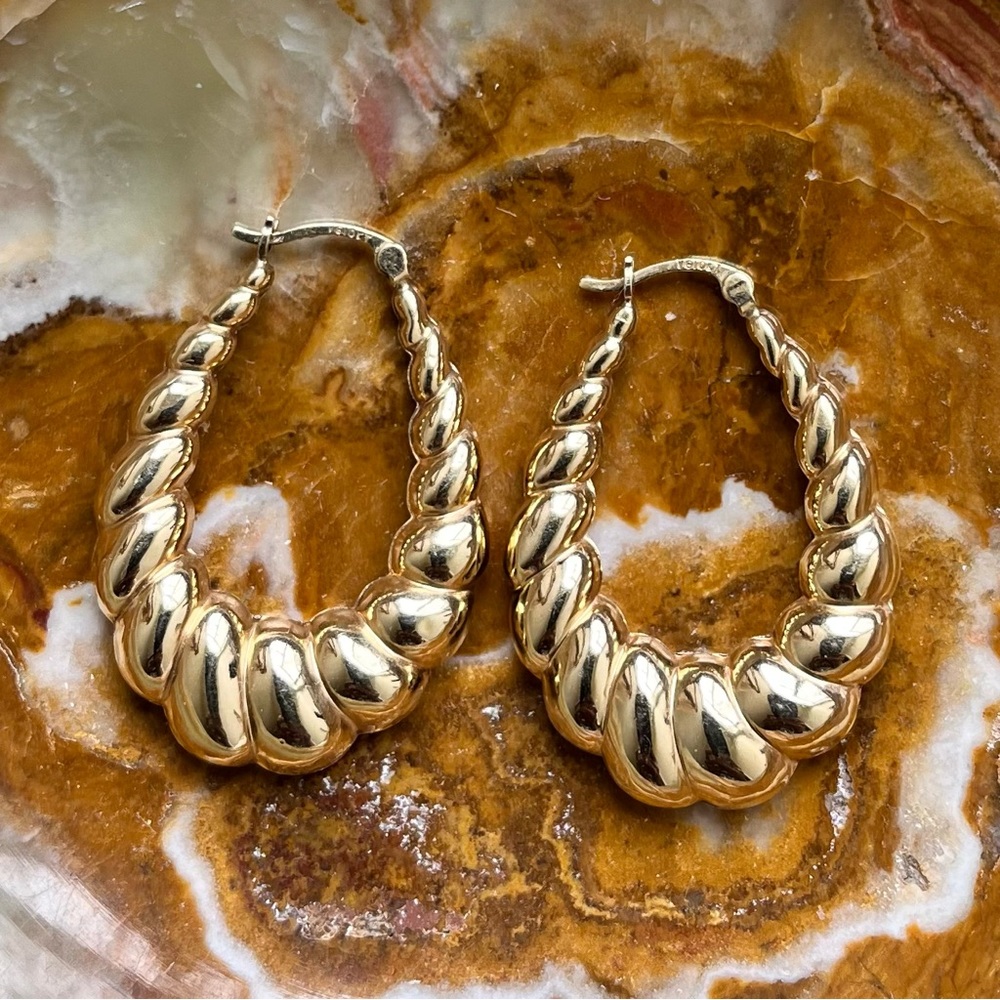 10K Yellow Gold Shrimp Hoop Earrings